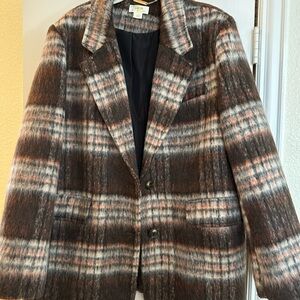 Anthropologie Brown and Cream Plaid Blazer